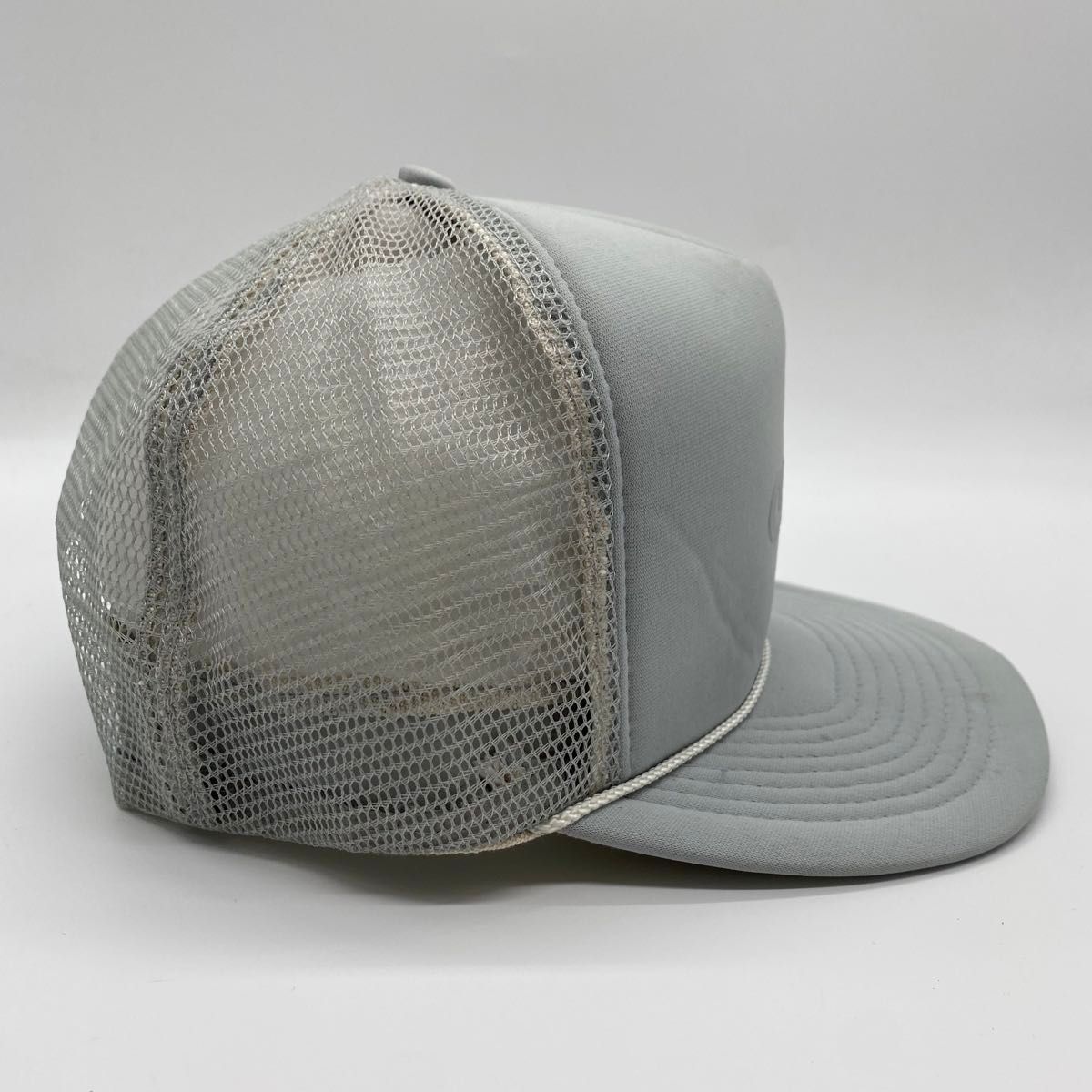 ヴィンテージ　企業モノ　プリントロゴ　トラッカーキャップ　スナップバック　5パネル　グレー　メッシュ　アメリカ企業　帽子