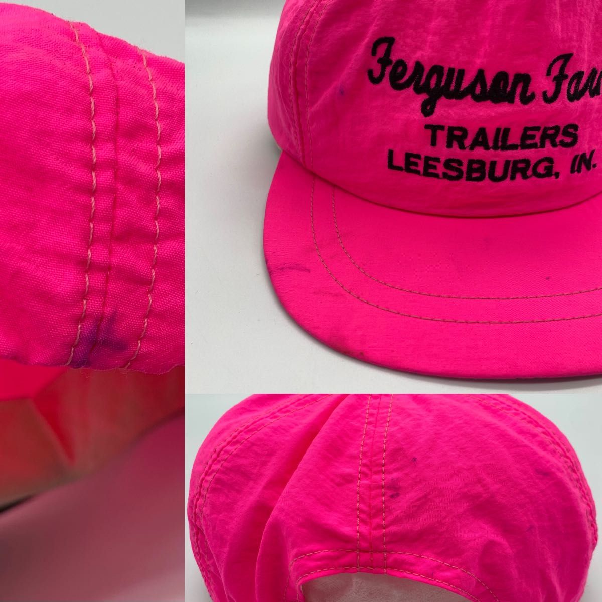 80s　ヴィンテージ　USA製　企業モノ　プリントロゴ　トラッカーキャップ　スナップバック　5パネル　ピンク　US買付　帽子