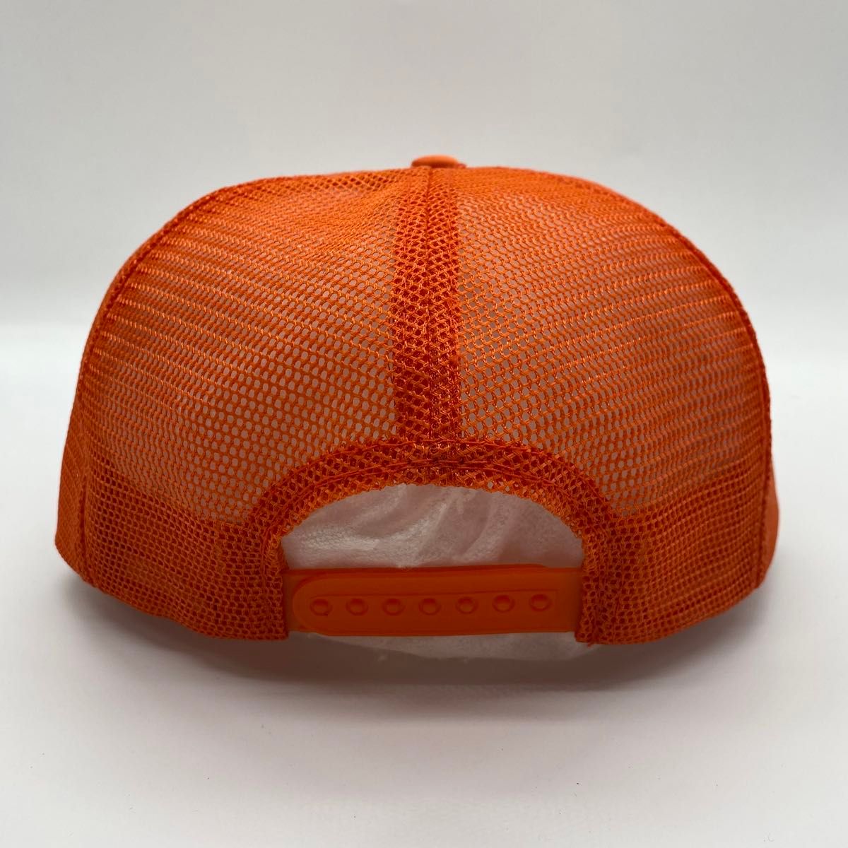 90s　ヴィンテージ　カジノ　プリントロゴ　トラッカーキャップ　スナップバック　5パネル　メッシュ　us買付　オレンジ 帽子