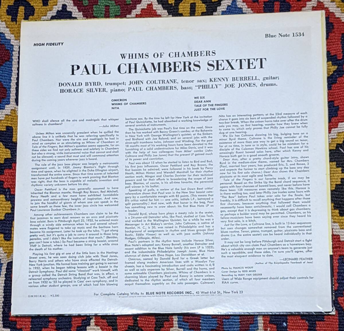50's BLUE NOTE ポール・チェンバース Paul Chambers Sextet (国内盤 LP)/ ウィムス・オブ・チェンバース GXK8018(M) 1956年録音の画像3