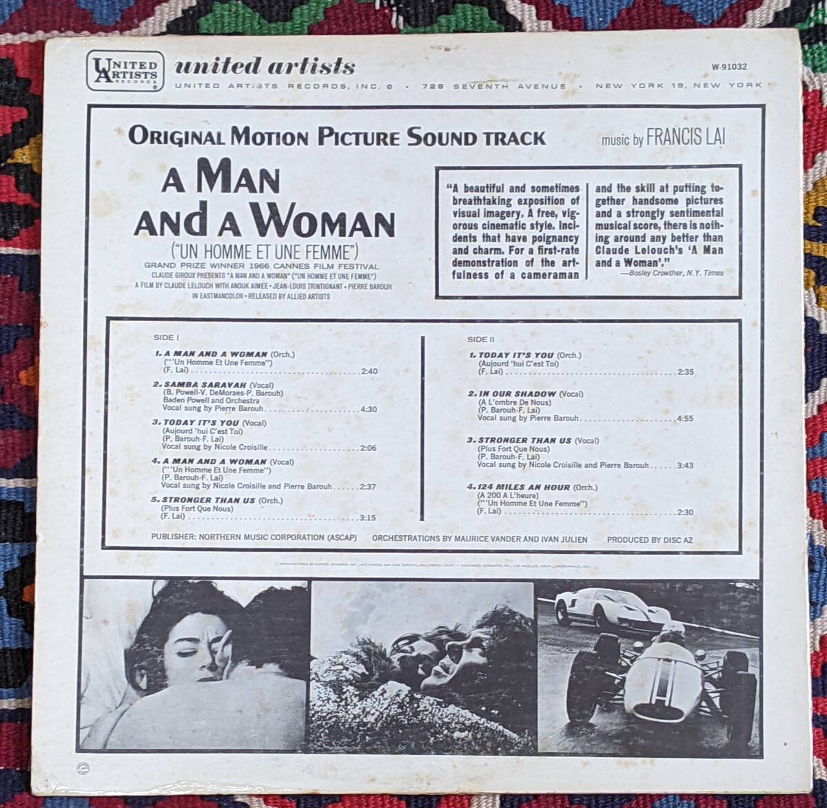 60's  サントラ「 男と女」 音楽 フランシス・レイ Francis Lai ピエール・バルー(US盤 LP)/ A Man And A Woman W-91032 1966年の画像9
