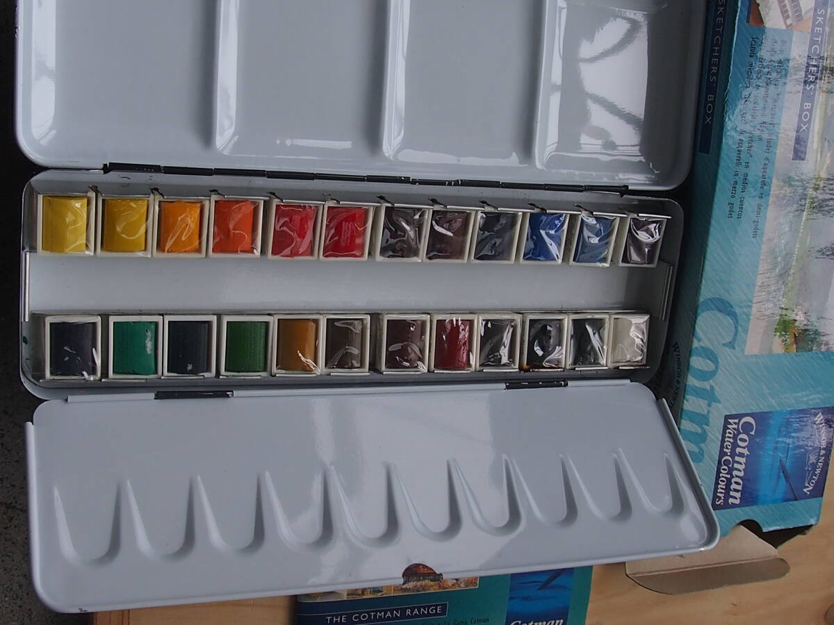 Winsor & Newton Cotman WATER COLOURS メタルスケッチボックス ジャンクの画像7