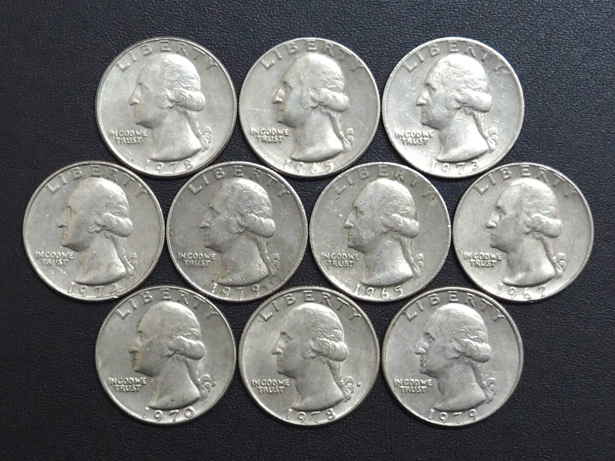 ★外国硬貨 アメリカ 25セント白銅被覆銅貨 10枚セットの画像1