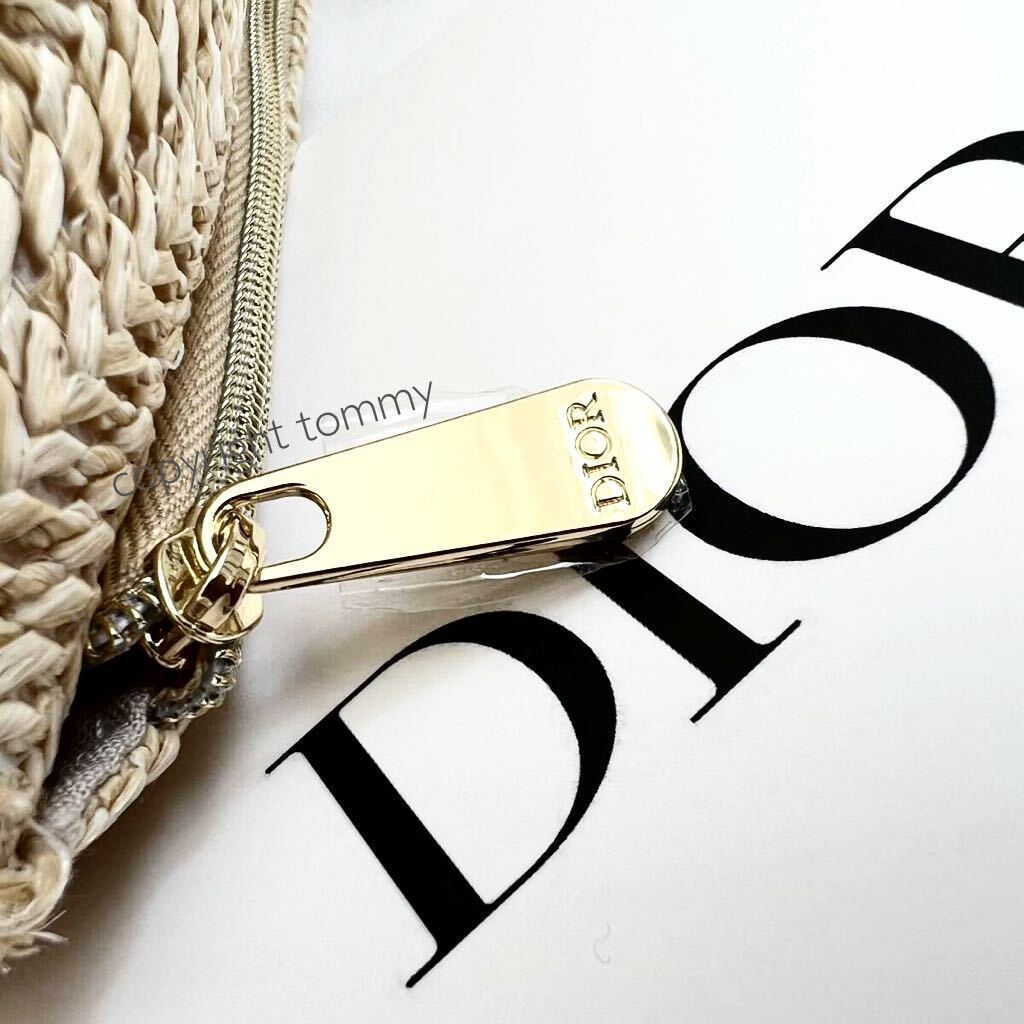 新品未使用 ディオール Dior ストローポーチ クラッチバッグ ポーチ かごバッグ ロゴ ブランド 夏 ラタン_画像6