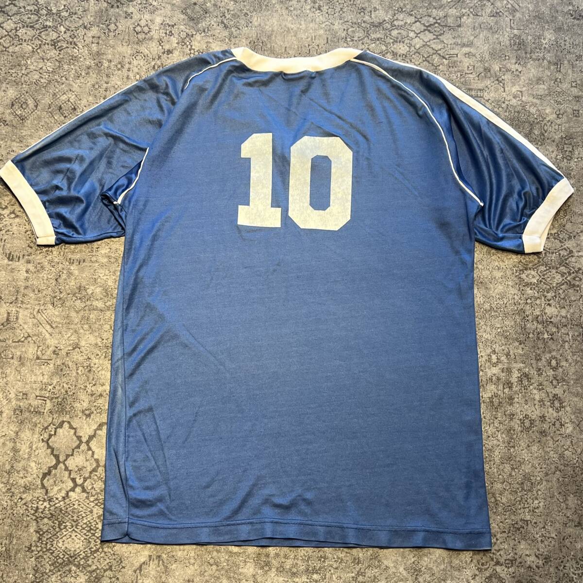 Vintage 90s adidas Game Shirt アディダス ゲームシャツ サッカー ユニフォーム トレフォイル ブルー 90年代 ヴィンテージ ビンテージの画像2