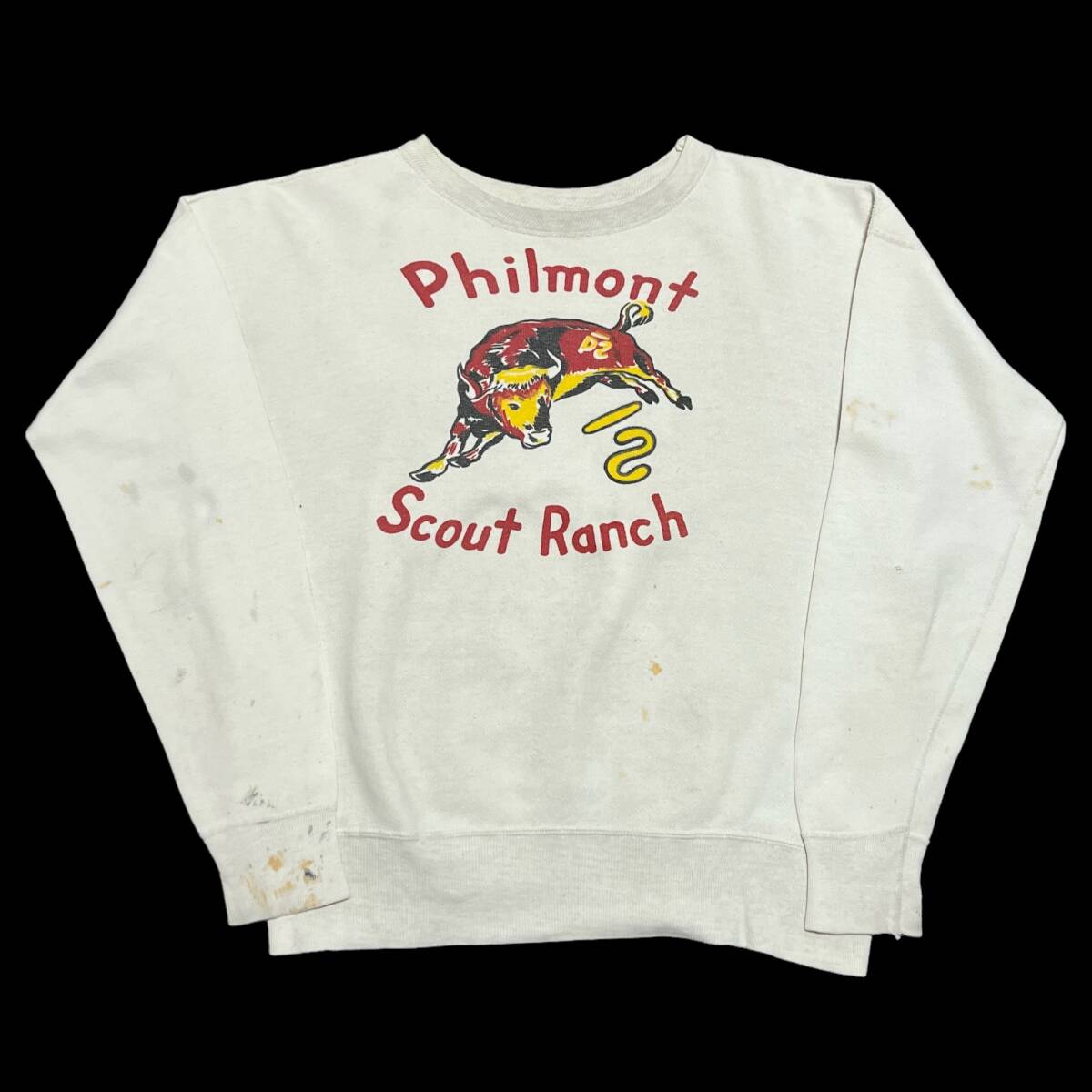 Vintage 50s Soaked Print Sweatshirt 染み込み プリント スウェット ボーイスカウト ホワイト 50年代 ヴィンテージ ビンテージの画像1
