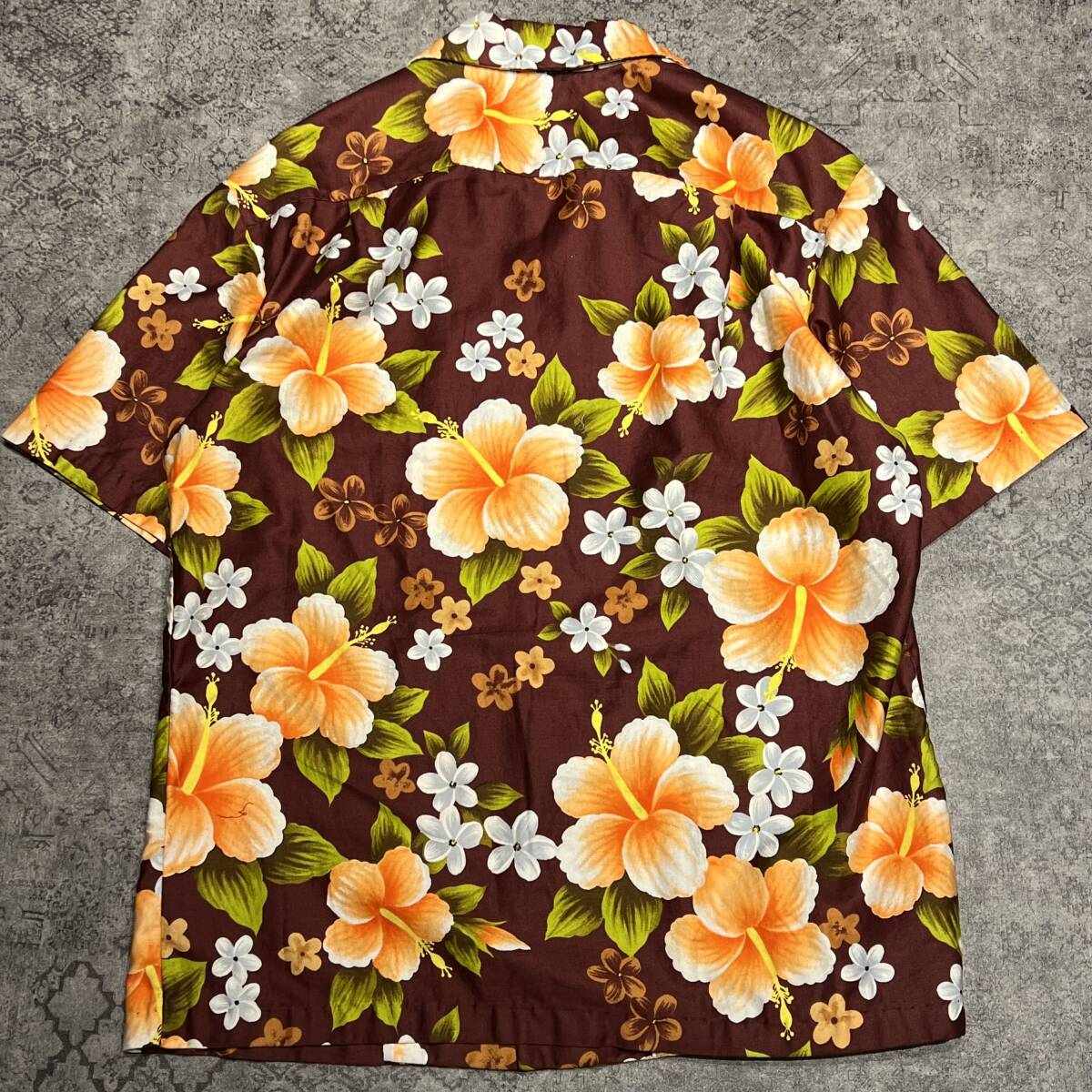 Vintage 60s Aloha Shirt アロハシャツ 古銭ボタン ブラウン 60年代 ヴィンテージ ビンテージ_画像2