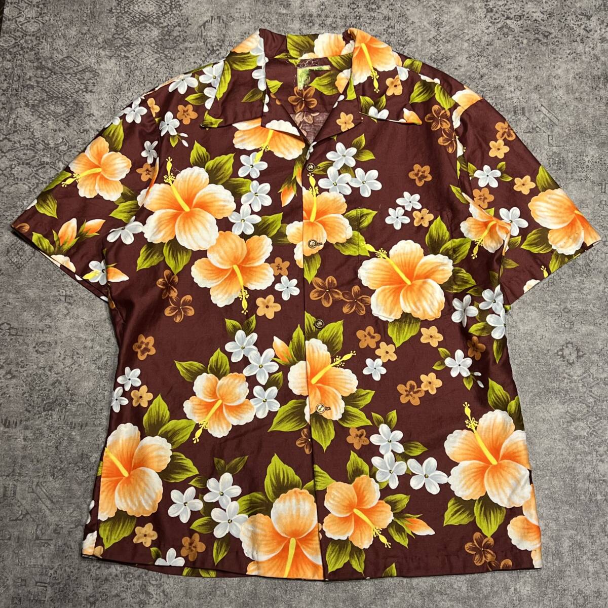 Vintage 60s Aloha Shirt アロハシャツ 古銭ボタン ブラウン 60年代 ヴィンテージ ビンテージ_画像1