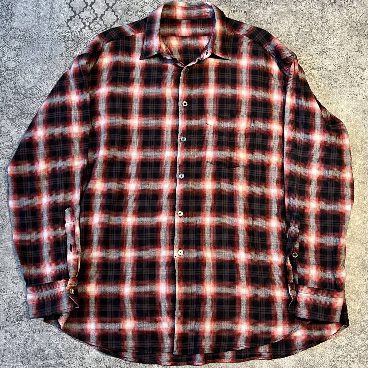 Vintage Ombre Checkered Shirt オンブレ チェック シャツ レッド ヴィンテージ ビンテージ_画像1