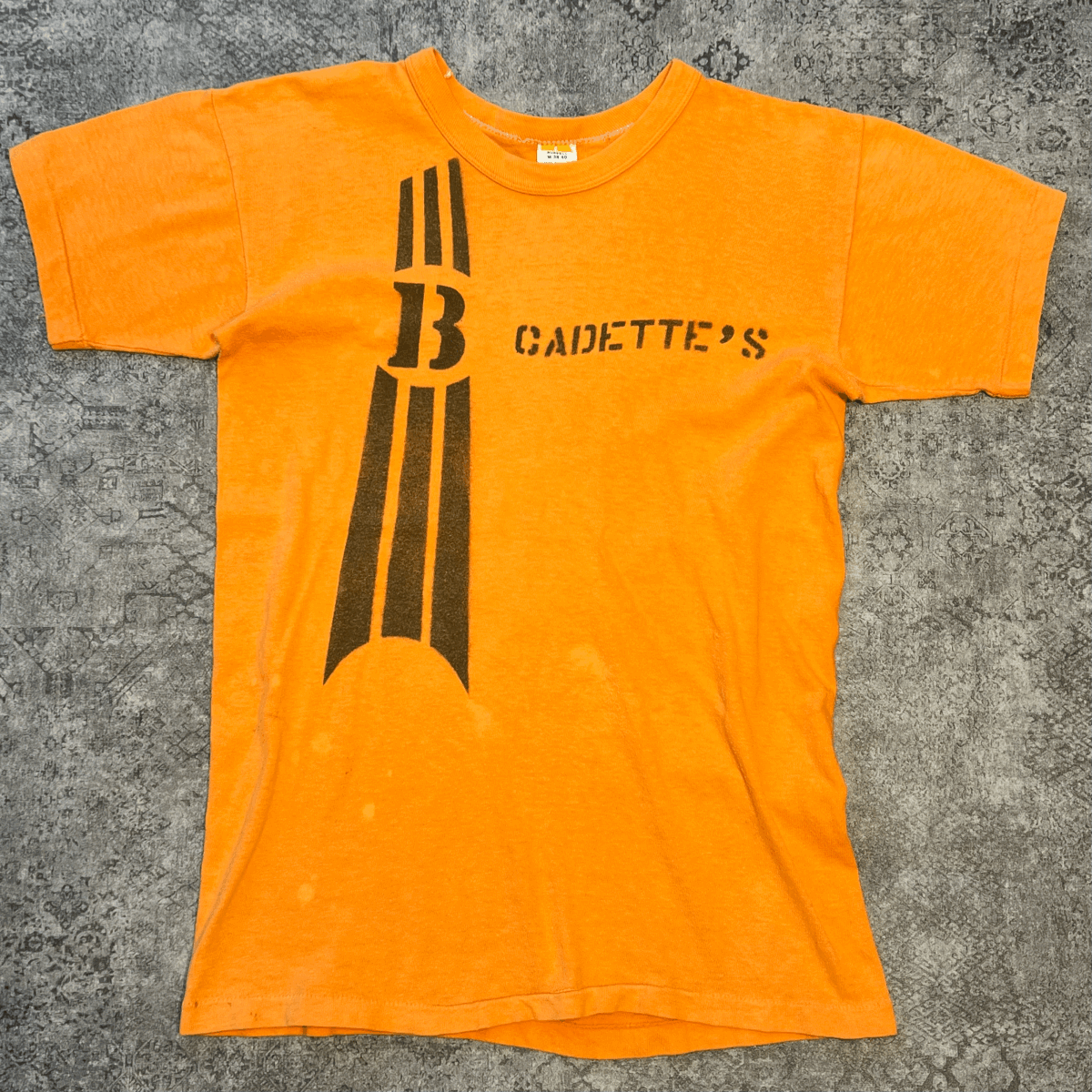 Vintage 60s 後半 70s RUSSELL Stencil T-shirt ラッセル ステンシル Tシャツ シングルステッチ オレンジ 60年代 70年代 ヴィンテージの画像1