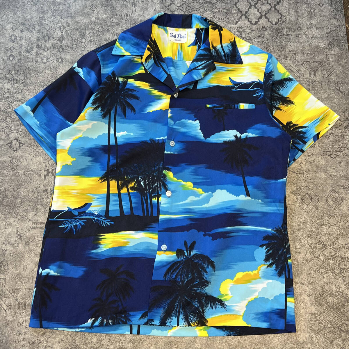 Vintage 60s 70s Rai Nani Aloha Shirt アロハシャツ 柄 総柄 ブルー 60年代 70年代 ヴィンテージ ビンテージ_画像1