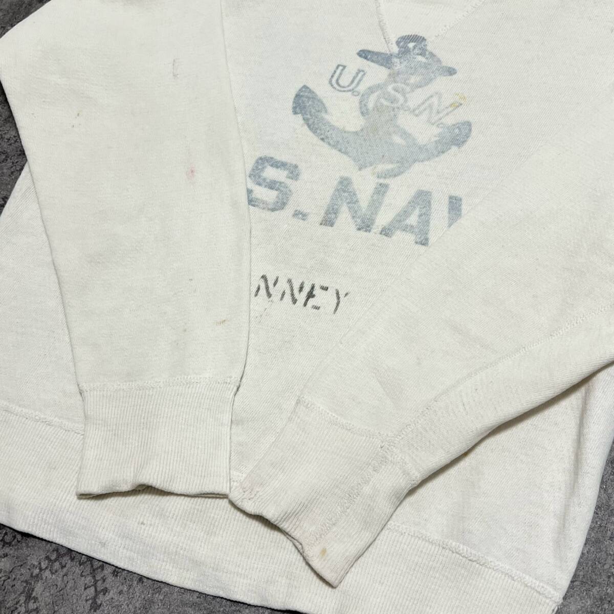 40s 50s US NAVY 前V USN ステンシル はめ込み ガゼット アンカー ホワイト 40年代 50年代 ヴィンテージ ビンテージ vintage 海軍の画像4