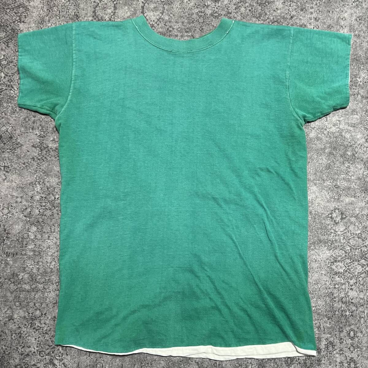 60s 70s ダブルフェイス Tシャツ 半袖 リバーシブル グリーン ホワイト 60年代 70年代 ヴィンテージ ビンテージ vintage 80sの画像2