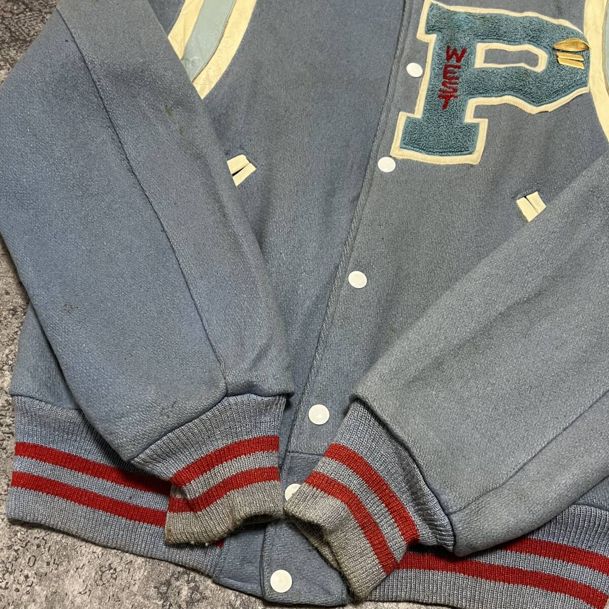 60s 70s куртка колледж шерсть куртка с логотипом жакет голубой 60 годы 70 годы Vintage Vintage vintage