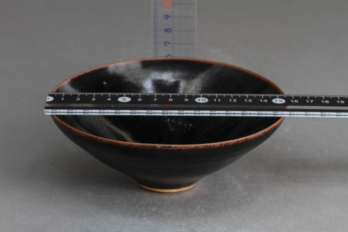 【久】1858 天目葉紋碗 天目 茶道具 唐物 天目茶碗 煎茶道具 時代品  唐物 中国美術 の画像9