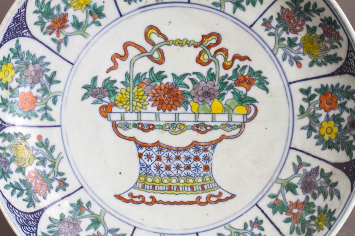 【久】1870 在銘　粉彩花弁紋皿　時代品　　唐物　中国美術　_画像8