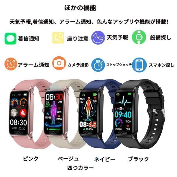 1円 スマートウォッチ 4色 血糖値 日本製 センサー 尿酸値 血圧測定 血中酸素 体温監視 心拍数 IP68防水 iPhone Android対応 日本語1_画像8