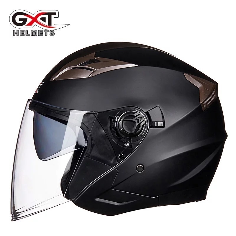 1円 艶消しブラック ヘルメット GXT708ダブルシールドヘルメット高品質 春秋用ジェットヘルメットPSCマーク付き サイズM -XL 選択可能の画像1