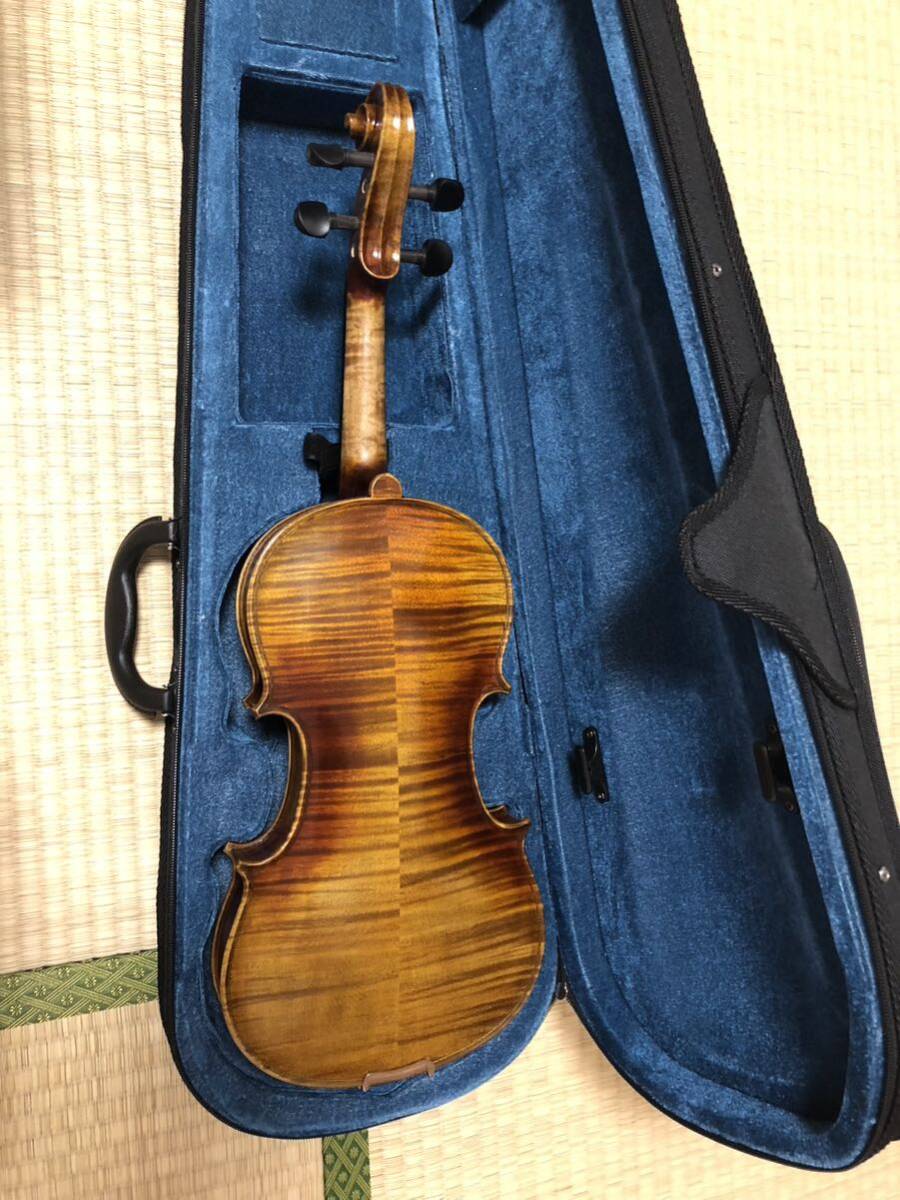 ドイツ製 Hermann Teller フルサイズ バイオリン 4/4 虎杢 ヴァイオリン ケース付きの画像2