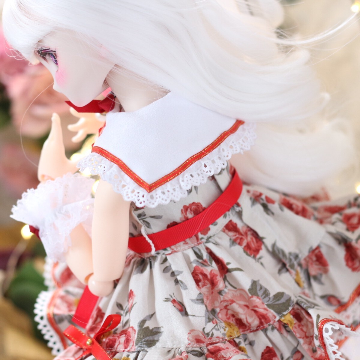 【シンティランテ】MDD,KUMAKO セーラー風つけ襟のフリルワンピース(レッド)の画像9