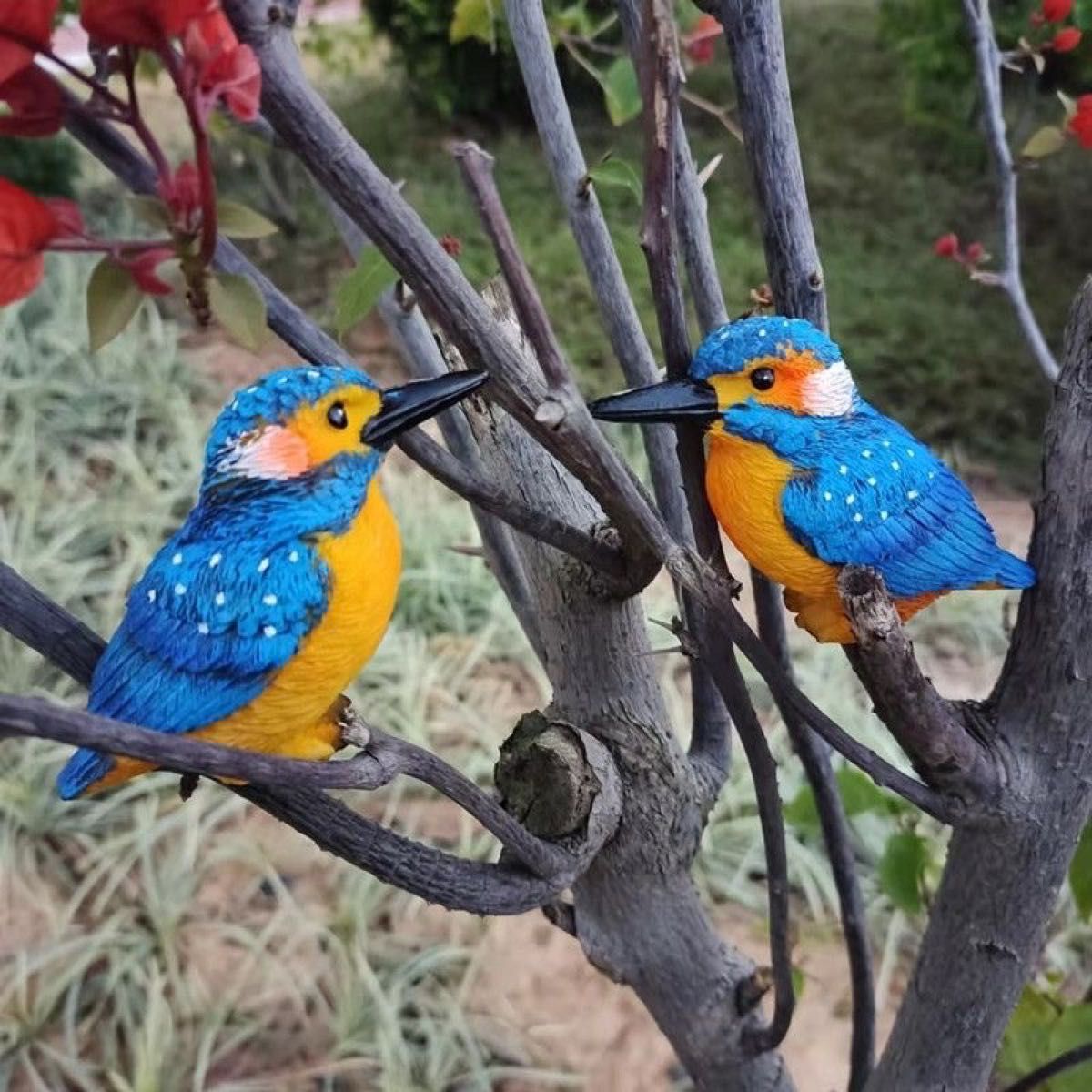 カワセミ小鳥 置物 ガーデン 鳥 可愛い ガーデニング樹脂置物 ホーム 庭の装飾 雑貨 飾り物 インテリ　2個セット