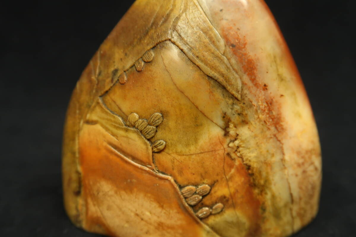 中古 書道具 (2) 印材 2つまとめて 彫刻 鶏血石 中国美術 印鑑 判子 篆刻 印章 骨董 東洋の画像8