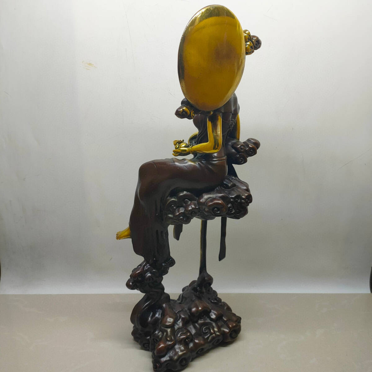 蔵友館蔵品・黄銅製・塗金・嫦娥奔月】・希少珍品・置物・賞物 蔵友館蔵品・黄銅製・塗金・嫦娥奔月】・希少珍品・置物・賞物