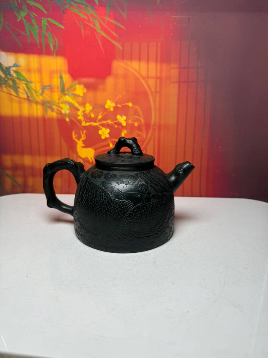 【蔵友館蔵品・紫砂壺・龍鳳壺・顧景舟款・寶石藍】・茶道品・希少珍品・賞物・中国古美術_画像2