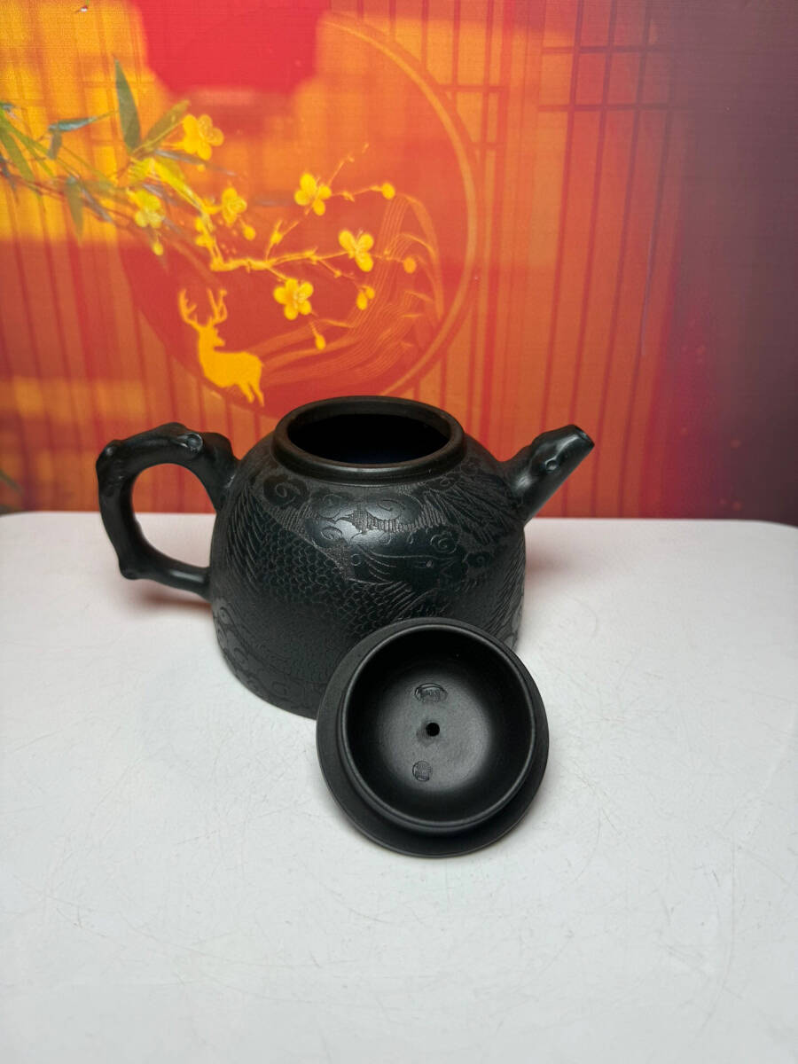 【蔵友館蔵品・紫砂壺・龍鳳壺・顧景舟款・寶石藍】・茶道品・希少珍品・賞物・中国古美術_画像6