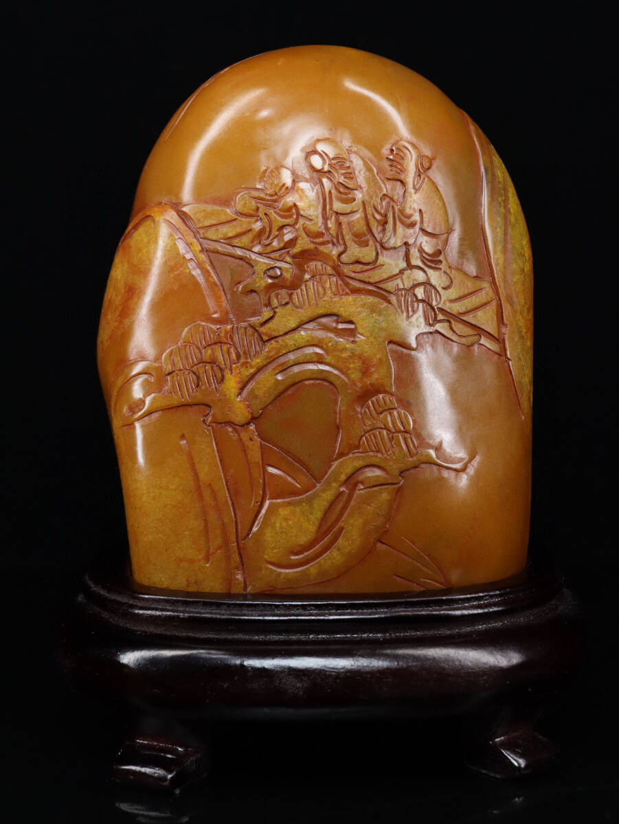 蔵友館蔵品 寿山石 田黄石 細密彫 福星寶地紋印章 珍品 置物 賞 蔵友館蔵品 寿山石 田黄石 細密彫 福星寶地紋印章 珍品 置物 賞