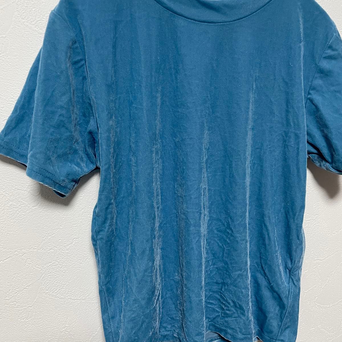 SLY スライ　VELOUR TINY Tシャツ　ベロア　トップス　ブルー　半袖　おしゃれ　可愛い