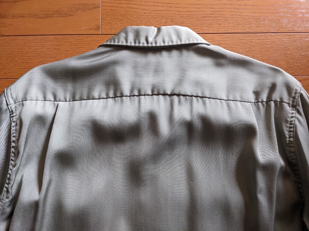 60s ビンテージ レーヨン オープンカラー シャツ Ｍ USA製 アメリカ 50s ハンドステッチ 開襟 ロカビリー 長袖 の画像10