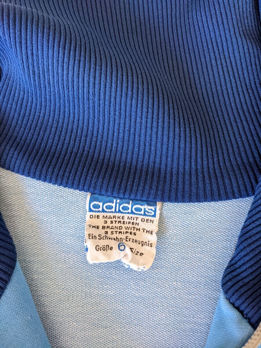 超希少 オリジナル 60s adidas ヴィンテージ ジャージ 西ドイツ製 L 水色 ヴィンテージ ATP フランスUSA 80s トラックジャケット 青 ブルー_画像5