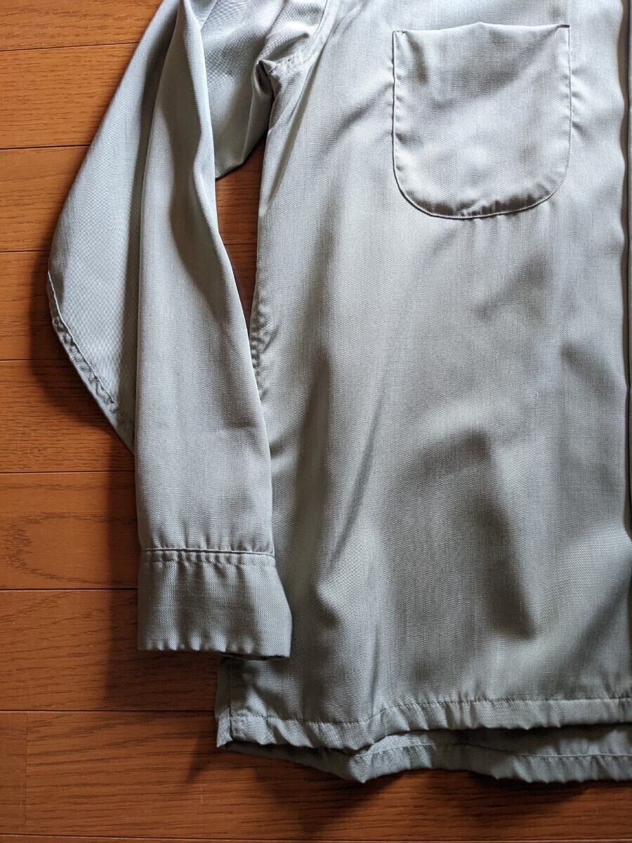60s ビンテージ レーヨン オープンカラー シャツ Ｍ USA製 アメリカ 50s ハンドステッチ 開襟 ロカビリー 長袖 の画像5