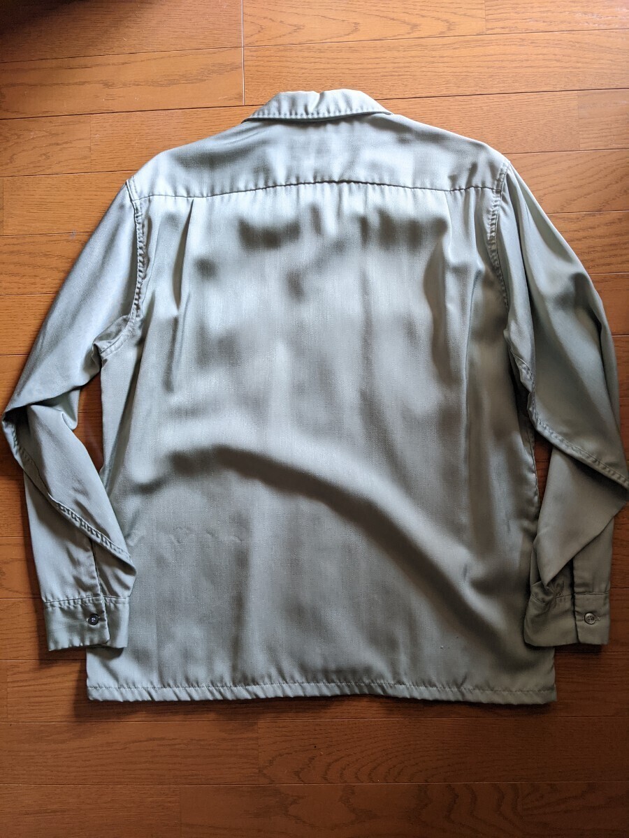 60s ビンテージ レーヨン オープンカラー シャツ Ｍ USA製 アメリカ 50s ハンドステッチ 開襟 ロカビリー 長袖 の画像7