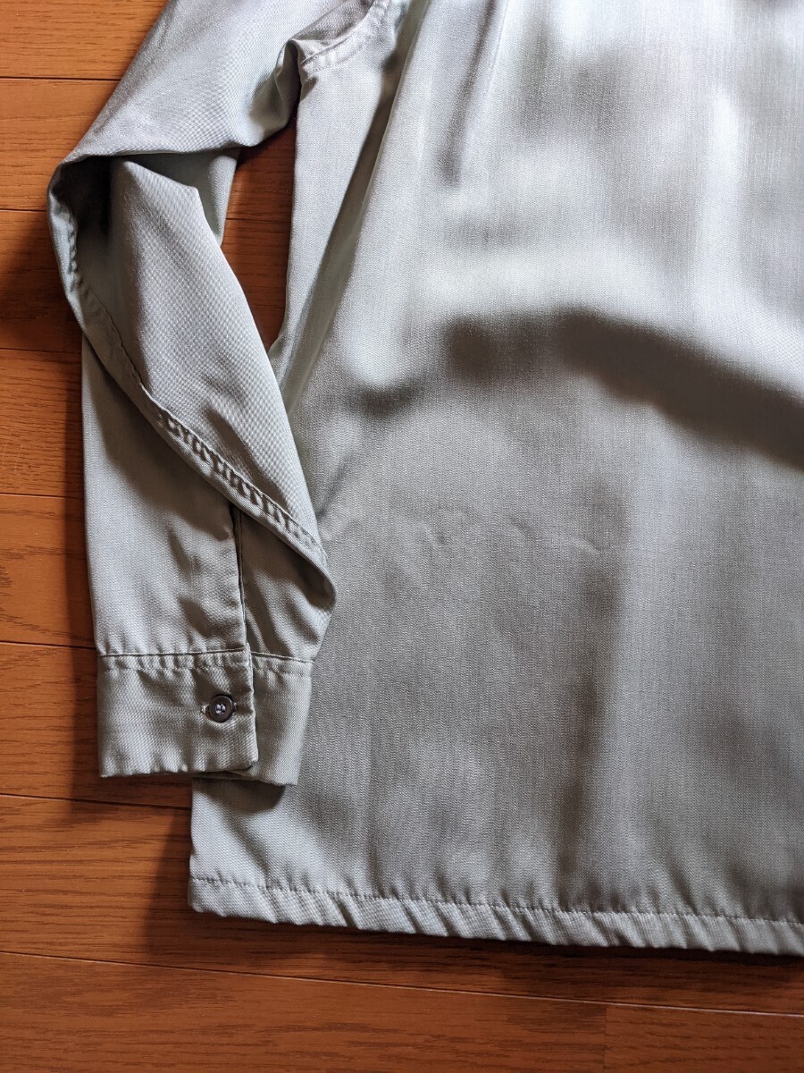 60s ビンテージ レーヨン オープンカラー シャツ Ｍ USA製 アメリカ 50s ハンドステッチ 開襟 ロカビリー 長袖 の画像9