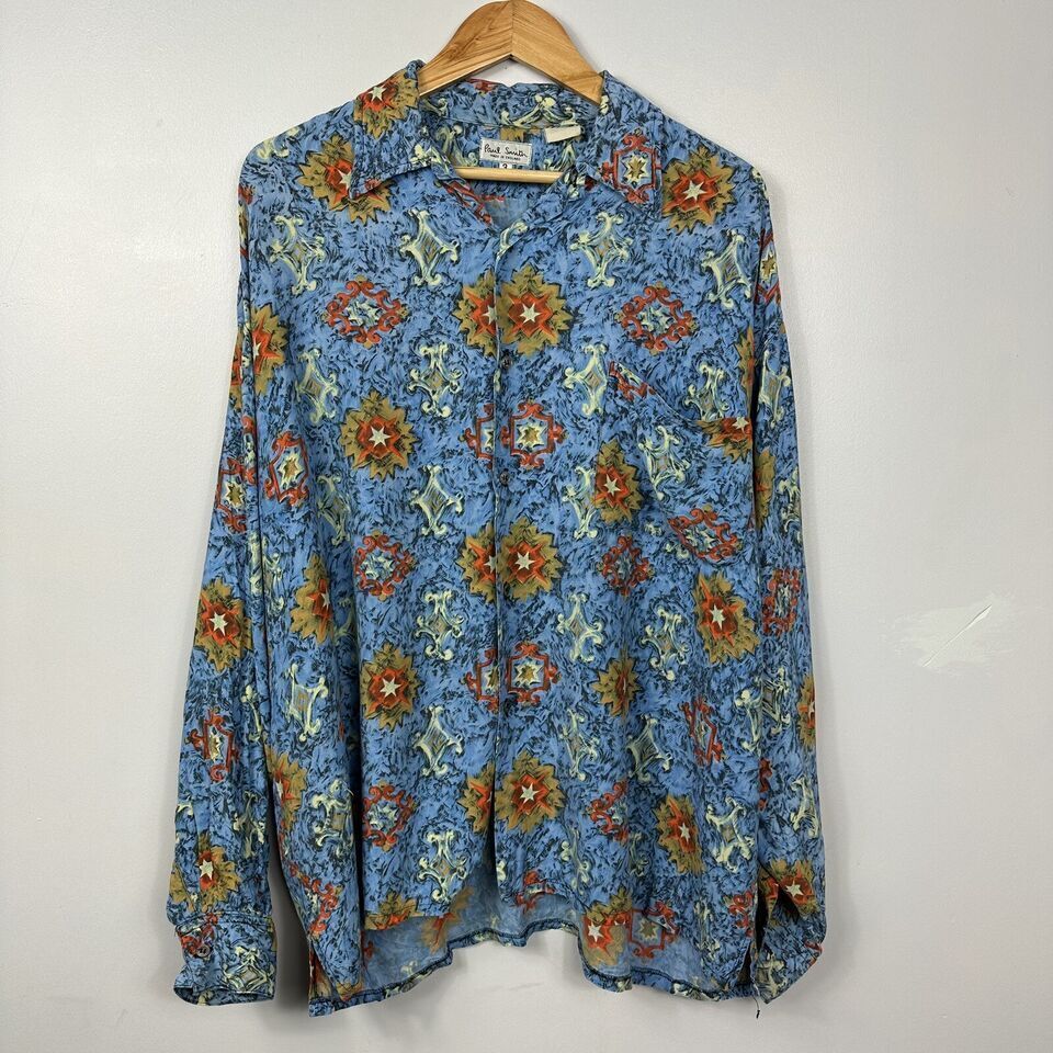 最初期 80s Paul Smith レーヨンシャツ 英国製 L 総柄 イギリス 最初期 80s Paul Smith レーヨンシャツ 英国製 L 総柄 イギリス