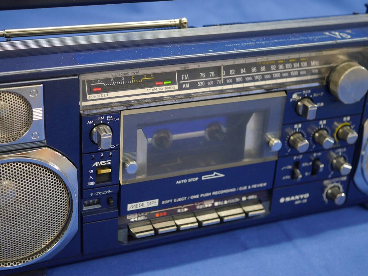 SANYO MR-V8 (MB/マリンブルー) FM/AM 2バンド ラジオステレオカセットレコーダー 三洋電機 ラジカセ 現状動作品の画像2