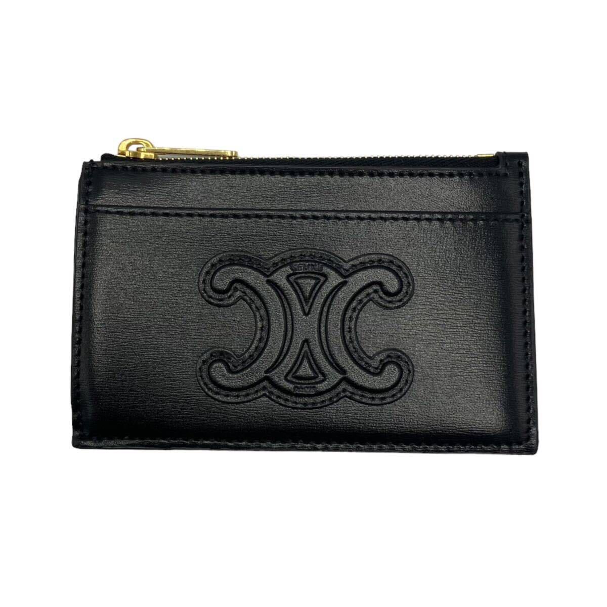 ほぼ未使用】セリーヌ CELINE キュイルトリオンフ ジップ付き ほぼ未使用】セリーヌ CELINE キュイルトリオンフ ジップ付き