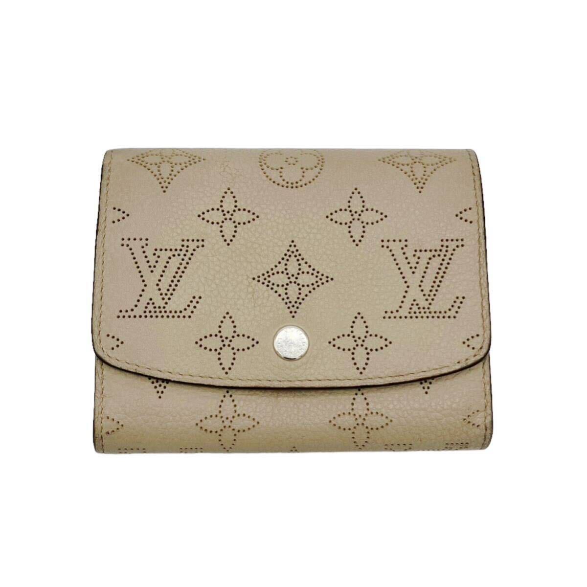 【良品】ルイヴィトン LOUIS VUITTON M62542 モノグラム マヒナ ポルトフォイユ イリス コンパクト 二つ折り財布 ベージュ ガレ_画像2