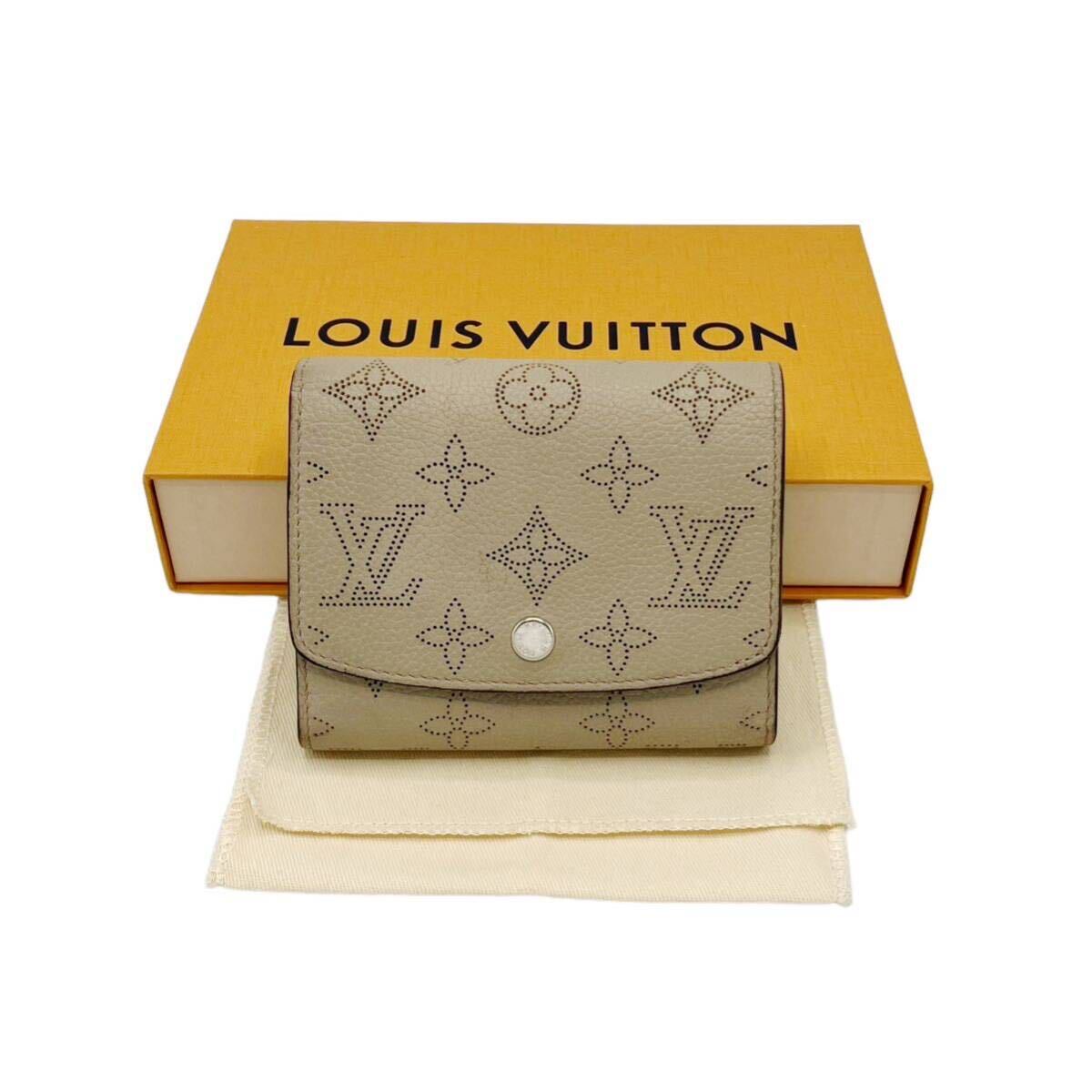 【良品】ルイヴィトン LOUIS VUITTON M62542 モノグラム マヒナ ポルトフォイユ イリス コンパクト 二つ折り財布 ベージュ ガレ_画像1