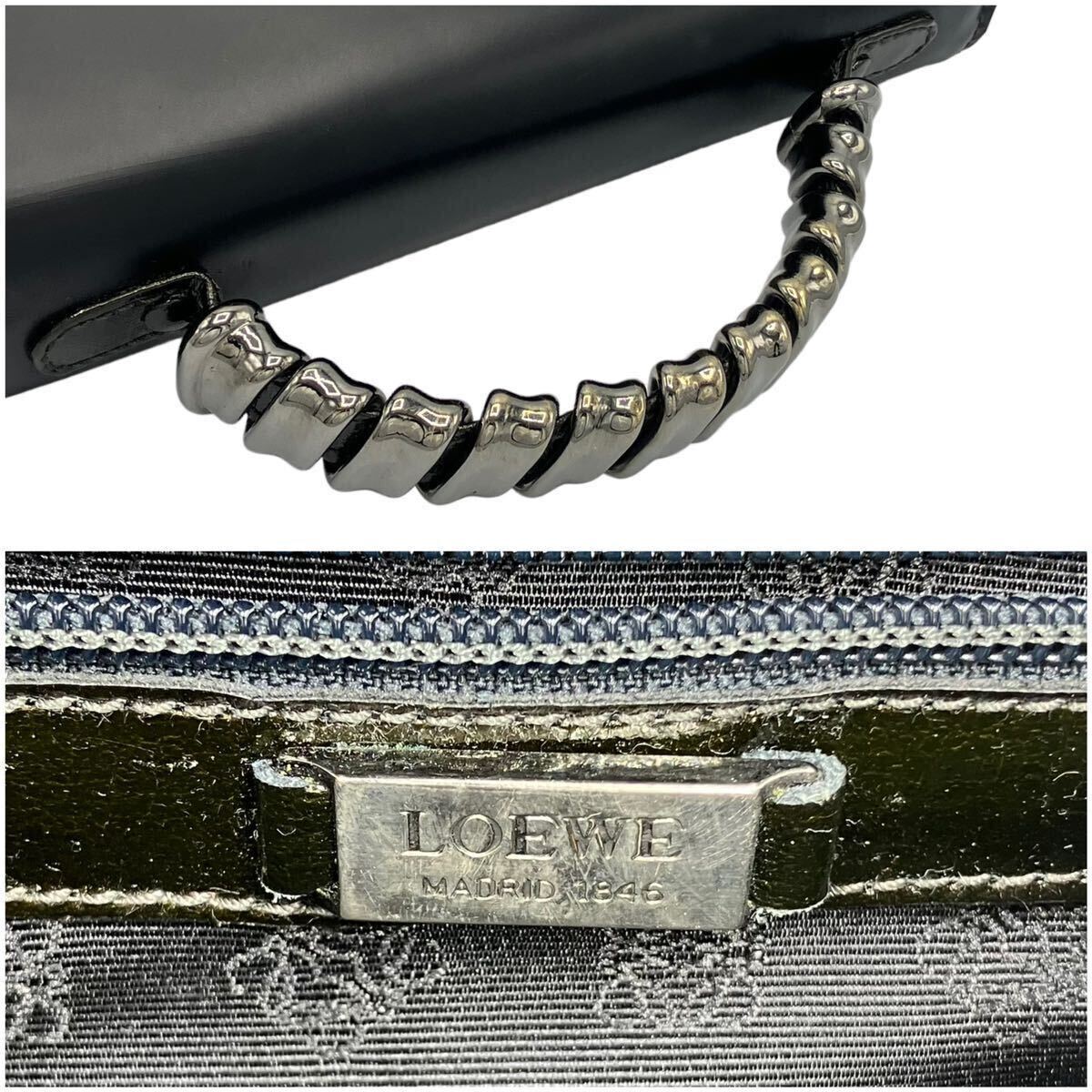 1円〜◎ ロエベ LOEWE ベラスケス ハンドバッグ ツイストハンドル ブラック グリーン_画像10