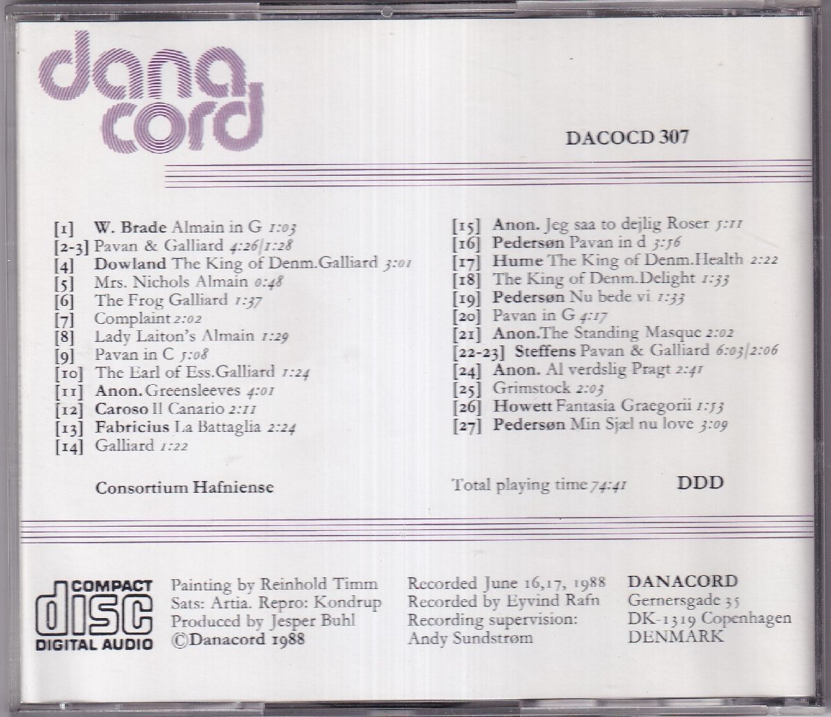 danacord　「THE KING OF DENMARK'S DELIGHT」～室内楽曲集　コンソルティウム・ハフニエンス_画像2