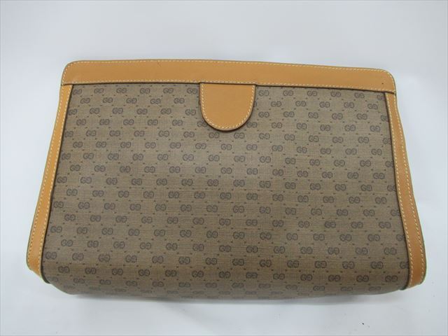 1円★中古品【GUCCI】グッチ セカンド クラッチ バッグ GG オールド 014・89・0192 GG ベージュ×ブラウン ヴィンテージ ブランド　⑦_画像2