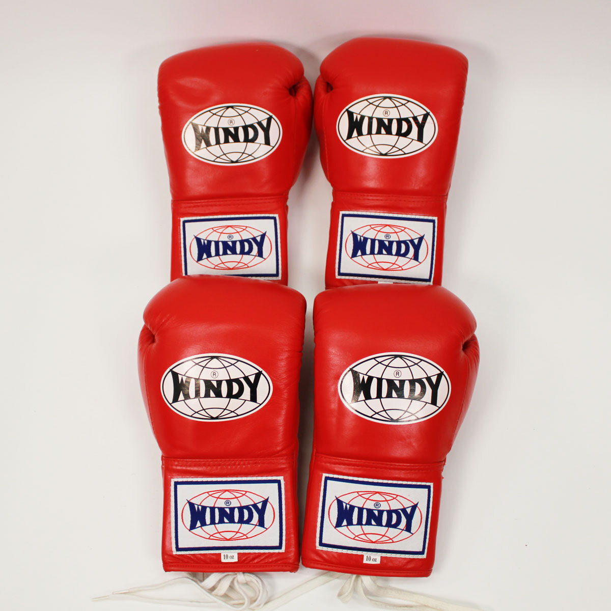 ウィンディ WINDY ボクシンググローブ 10オンス 2セット ひも式 試合用 スパーリング 格闘技 打撃 本革製 現状品 中古品 nn0101 156の画像1