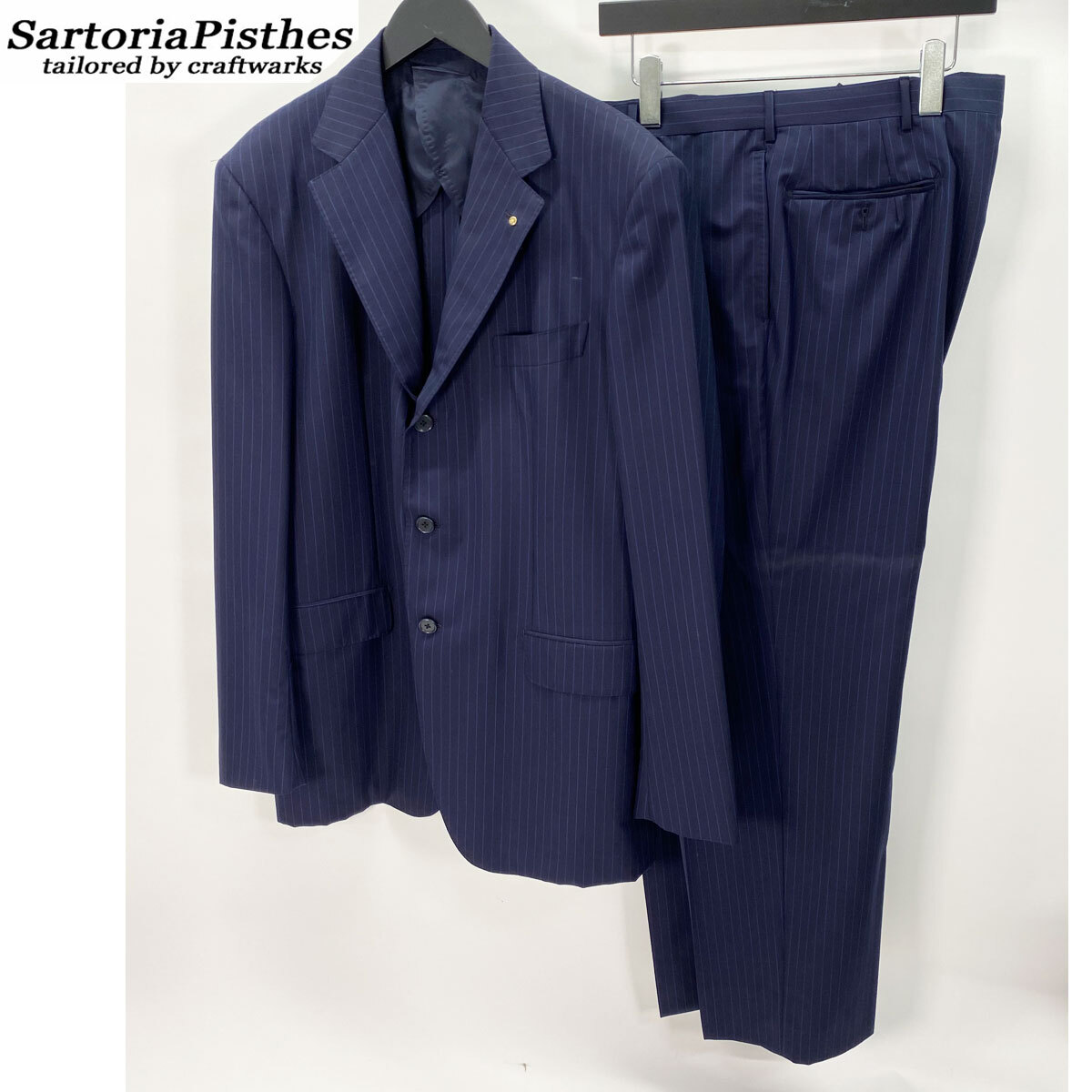 スーツ Sartoria Pisthes サルトリアピステス 3つボタン ストライプ ジャケット スラックス 古着 現状品 中古品 nn0101 188