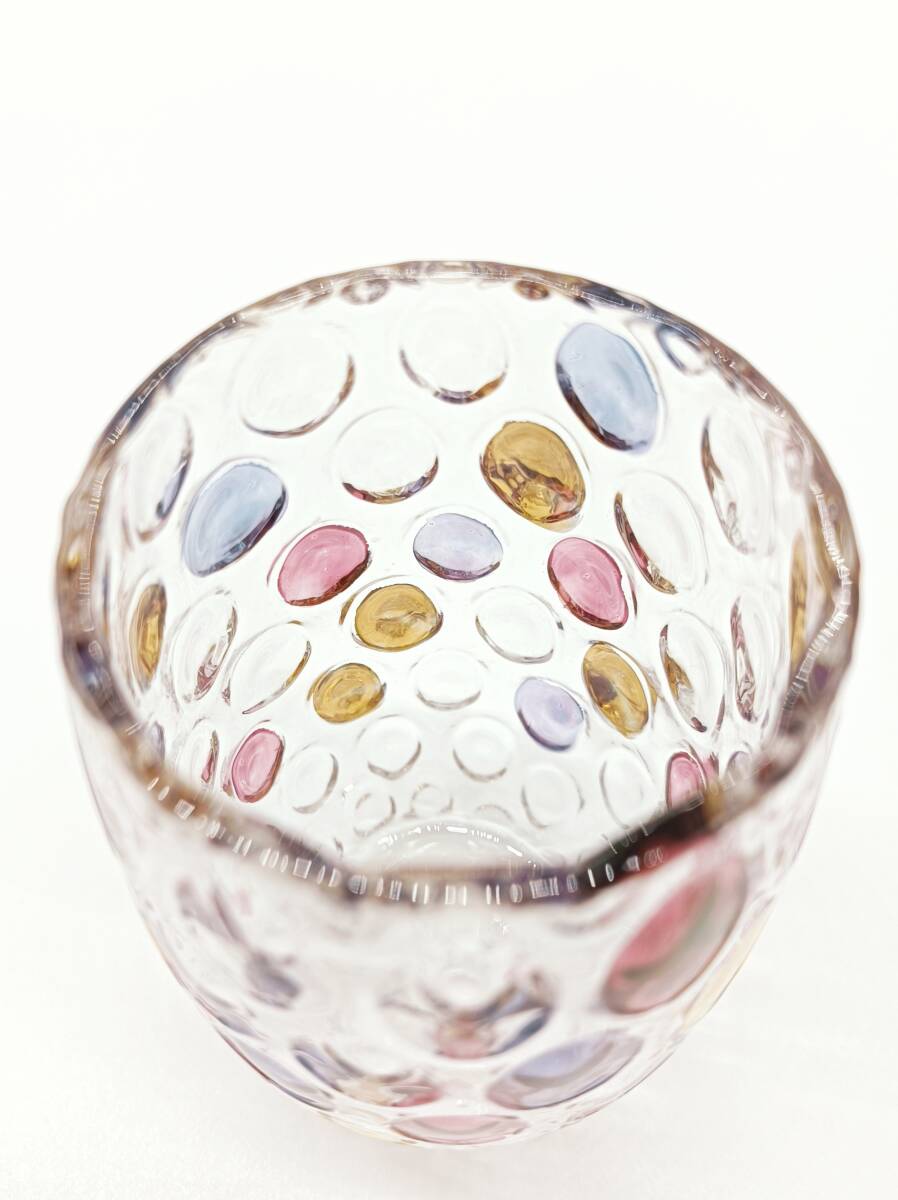  unused goods gala spade glass tableware handicraft dot pattern colorful polka dot pink gold 6 piece set IO0595