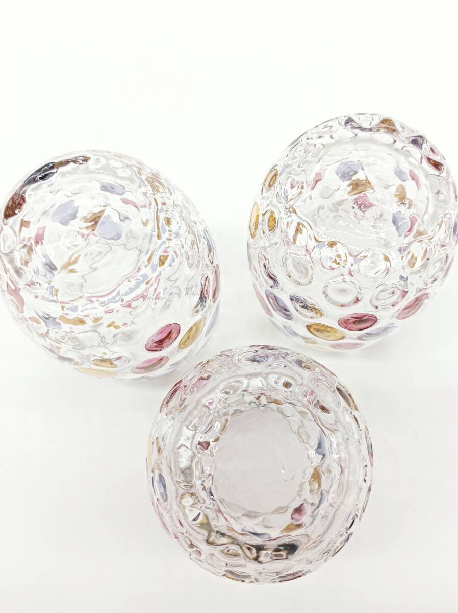  unused goods gala spade glass tableware handicraft dot pattern colorful polka dot pink gold 6 piece set IO0595