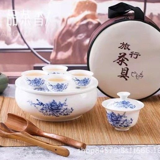 ◆中国茶器セット　青花柄　収納ケース付◆ 　