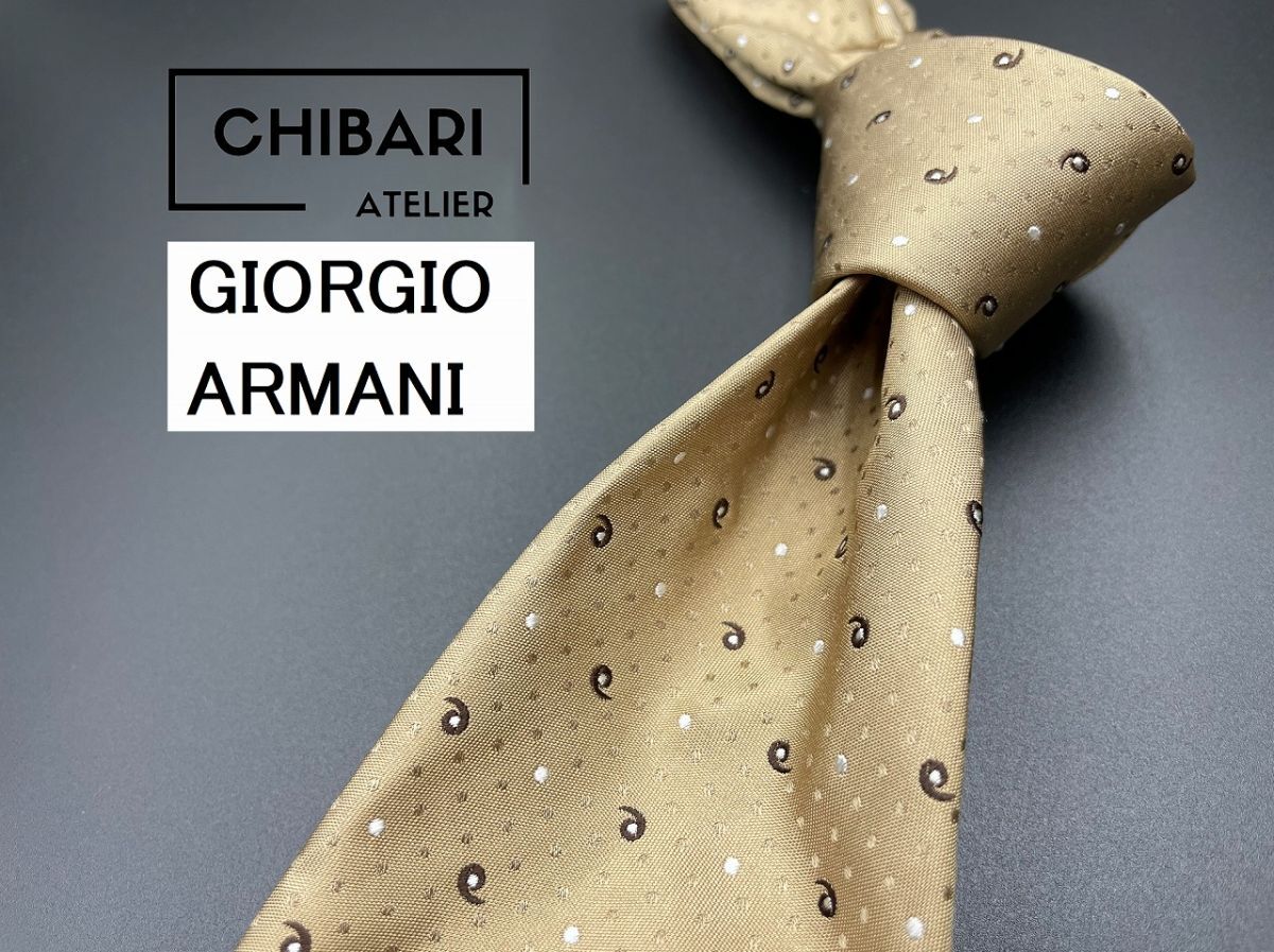 【新古品】GIORGIO ARMANI アルマーニ ドット柄 ネクタイ 3本以上送料無料 ブラウン 0402102の画像1